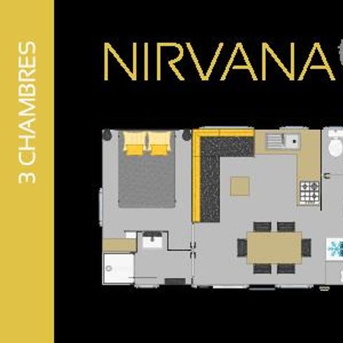 Casa mobile 6 persone - Premium 30m² (3 camere da letto) + terrazza 15m² + biancheria + asciugamani + LV + TV 6 pers.