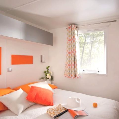 Mobilheim 2 personen - Comfort 18m² (1 Zimmer) + überdachte Terrasse 9m² + TV | 2 Personen