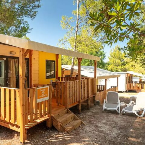 Mobilheim 6 personen - Comfort | 3 Schlafz. | 6 Pers. | Erhöhte Terrasse | Klimaanlage