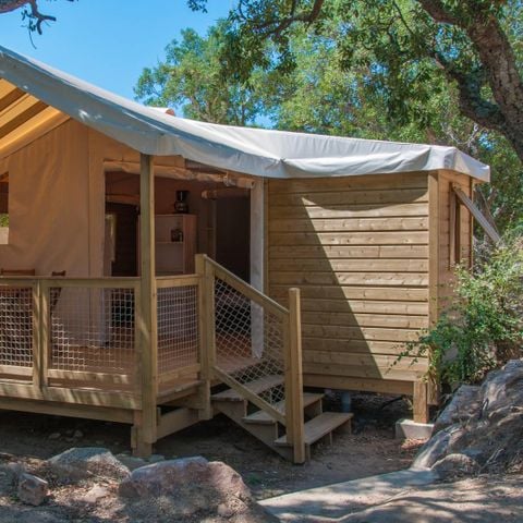 Stacaravan 5 personen - Lodge SAHARI 24m² - 2 kamers - terras 10m² (met sanitair)