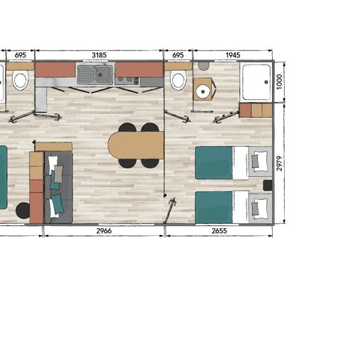 Mobile home 4 persons - Mobile home Cagna - 2 bedrooms - 2 bathrooms + tv