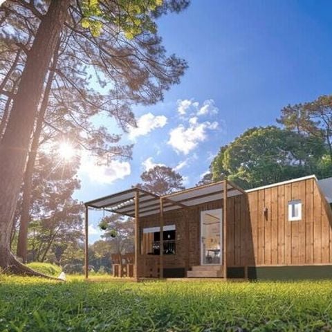 Glamping 4 personas - Tiny House | 2 Dormitorios | 4 Pers | Terraza elevada | 1 Baño | Aire acondicionado
