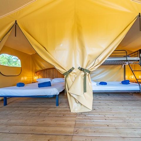 Tente en toile et en bois 5 personnes - Super Lodge | 2 Ch. | 4/5 Pers. | Sans SDB