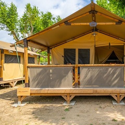 Tente en toile et en bois 5 personnes - Super Lodge | 2 Ch. | 4/5 Pers. | Sans SDB