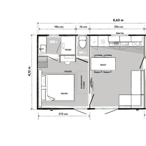 Mobilheim 4 Personen - Cottage Premium 33m² - Klimatisiert 4 pers.