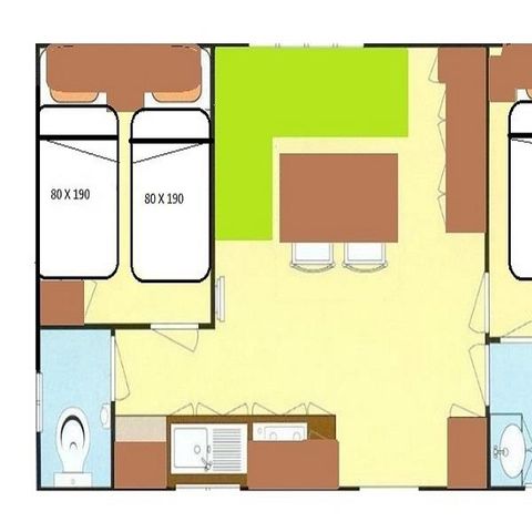 STACARAVAN 5 personen - MH2 CONFORT PLUS 28 m² (28 m²)