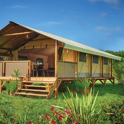 TENDA IN TELA E LEGNO 7 persone - Tenda Ciela Nature Lodge - 2 camere da letto - Cucina attrezzata - Bagno