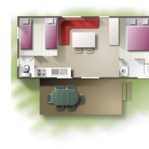 MOBILHOME 4 personas - Casa móvil clásica de 2 dormitorios para 4 personas, 32 m² (modelo 2019)