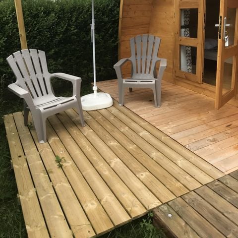 Bungalow 4 personen - POD + Chalet Küche ohne Sanitäranlagen (Haustiere verboten) 2 Erwachsene + 2 Kinder