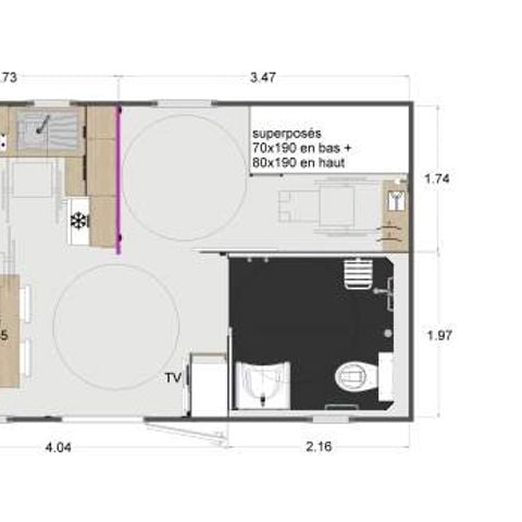 MOBILHOME 4 personnes - Lodge PMR GRAND CONFORT BATZ 2022  TV  - 2 chambres  33m²
