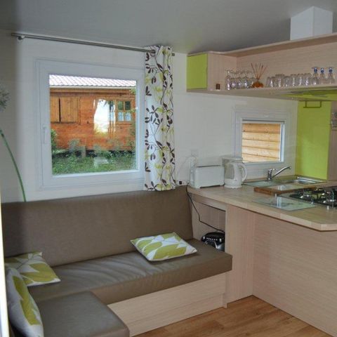Mobilheim 4 Personen - 35 Résidence Les Roses 28m2 Überdachte Terrasse + Fernseher + Sommerküche 1/4 Pers.