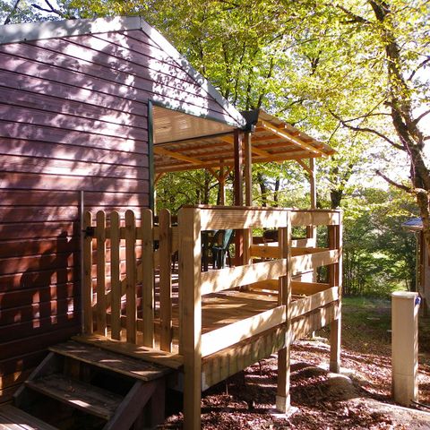 Chalet 2 Personen - 11 Das gemütliche Häuschen "TOI ET MOI "2 Pers. ein einziges Zimmer Fernseher und überdachte Terrasse 2 Pers.