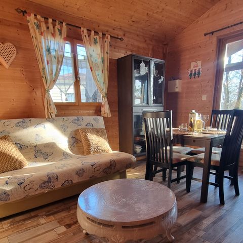 CHALET 5 persone - 31 Chalet Soleil couchant 35m² + lavastoviglie + terrazza coperta + TV 1/5 pers
