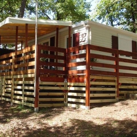 Mobilheim 4 Personen - 36 Résidence les genêts 32M2, Überdachte Terrasse, Fernseher + Geschirrspülmaschine 1/4 Pers.