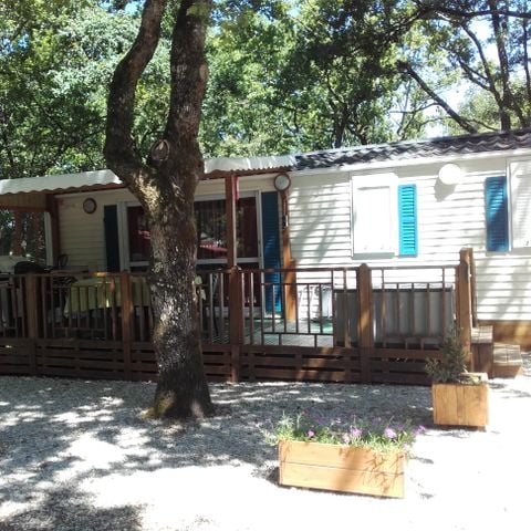 Mobilheim 6 Personen -  63 Résid de la FORÊT Überdachte Terrasse, Geschirrspüler + Klimaanlage + Fernseher 1/6 Pers.