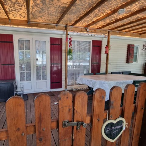 Mobilheim 4 Personen - 62 Résidence la cordylineÜberdachte Terrasse, Klimaanlage + Geschirrspüler 1/4 Pers.