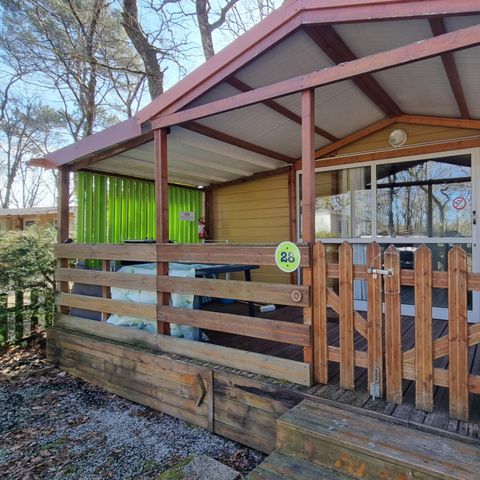 Stacaravan 5 personen - 28 Cottage Détente 25m² Overdekt terras + airco + TV 1/5 pers