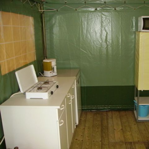 Tente en toile et en bois 5 personnes - Tente Lodge Meublée 2 chambres 5 P