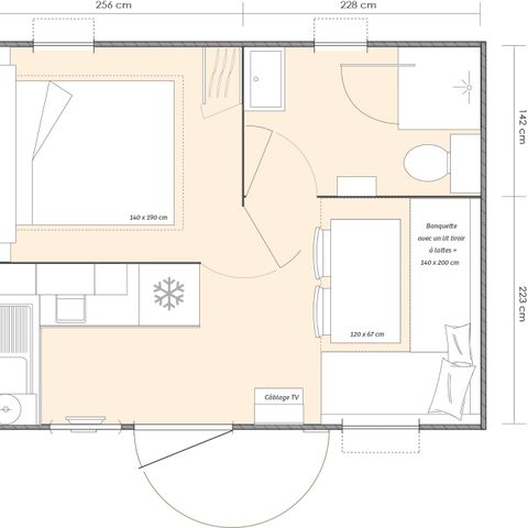MOBILHOME 3 personas - Lodge Confort 1 habitación 2/3 P