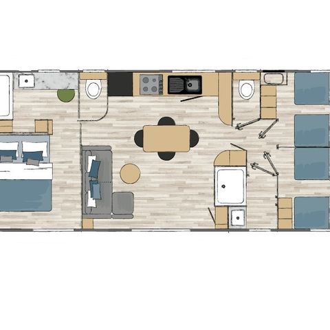 MOBILHOME 6 personas - Cottage Diamant 6 p 3 Ch 2 Sdb Premium