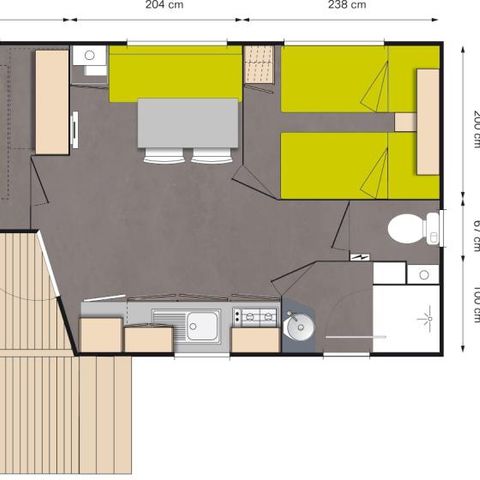 MOBILHOME 4 personas - Cottage Saphir 4 p 2 Ch 1 Sdb ** (en francés)