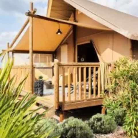 TENTE TOILE ET BOIS 4 personnes - Tente Lodge Cristal 3 pièces 4 personnes***