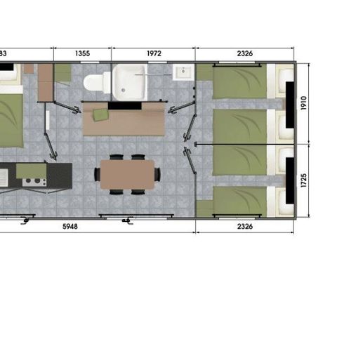 MOBILHOME 6 personas - Mobil home Confort Plus - 3 habitaciones - gran terraza semicubierta
