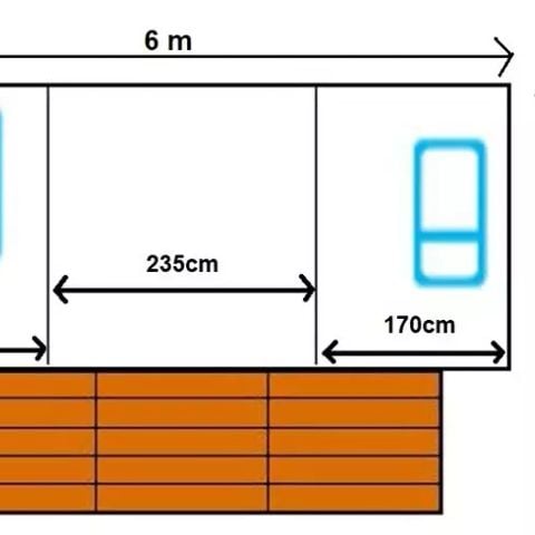 Stacaravan 4 personen - 2 slaapkamers (met sanitair) 2 volwassenen max. en 2 kinderen tot 40 kg 4 personen