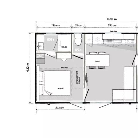 Mobilhome 4 personas - COTTAGE PREMIUM 2 dormitorios -2 baños - punto de carga eléctrica para 4 personas