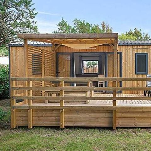 Mobilheim 6 personen - Mobilheim | Premium | 3 Zi. | 6 Pers. | Erhöhte Terrasse | 2 Bad | Klimaanlage | TV