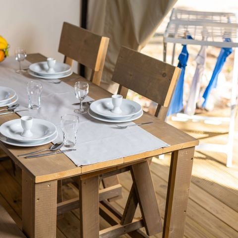 TENTE TOILE ET BOIS 5 personnes - Lanterna - Tente Safari Confort + climatisation