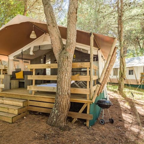 TENDA IN TELA E LEGNO 5 persone - Lanterna - Tenda safari di lusso (5P)