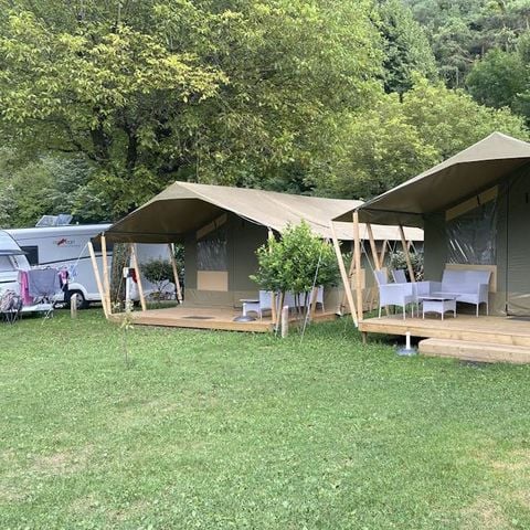 TENTE TOILE ET BOIS 5 personnes - Lanterna - Tente safari Harmony