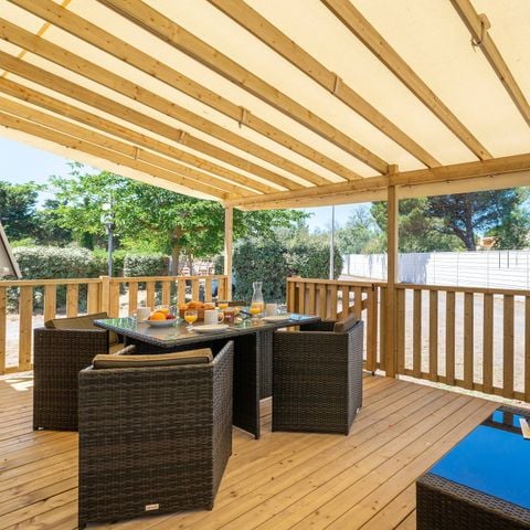 Mobilheim 6 Personen - Mobilheim | Premium | 3 Schlafz. | 6 Pers. | Terrasse Lounge | Klimaanlage | TV