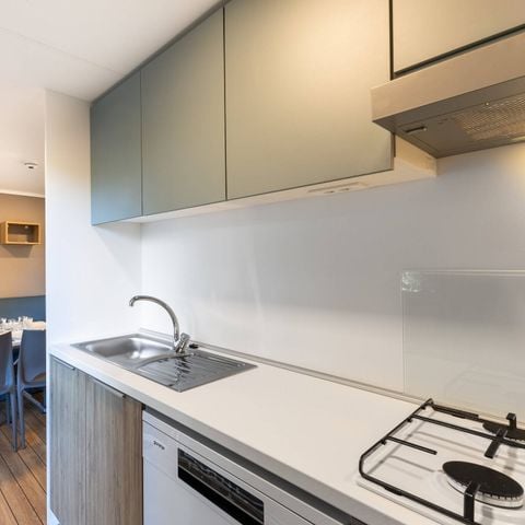 MOBILHOME 6 personas - Premium | 3 Dormitorios | Capacidad 6 | Salón Terraza | 1 Baño | Aire Acondicionado | TV