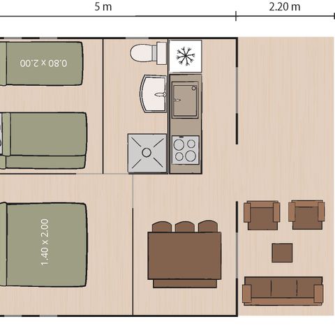 Tente en toile et en bois 4 personnes - Bijela Uvala - Tente safari + sanitaires