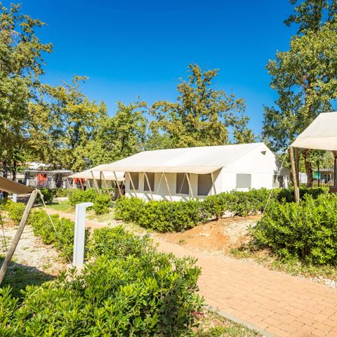 TIENDA DE LONA Y MADERA 4 personas - Bijela Uvala - Tienda safari + instalaciones sanitarias
