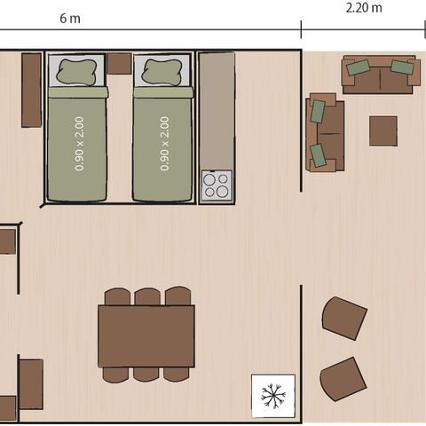 CANVAS AND WOOD TENT 4 people - Safari tent Lodge + airco (6P) 