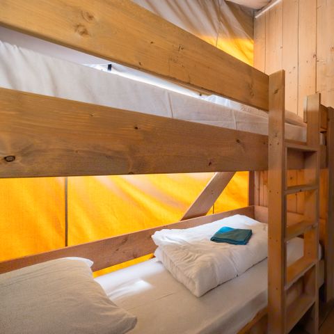 TIENDA DE LONA Y MADERA 4 personas - Bijela Uvala - Tienda safari + instalaciones sanitarias + aire acondicionado (6P)