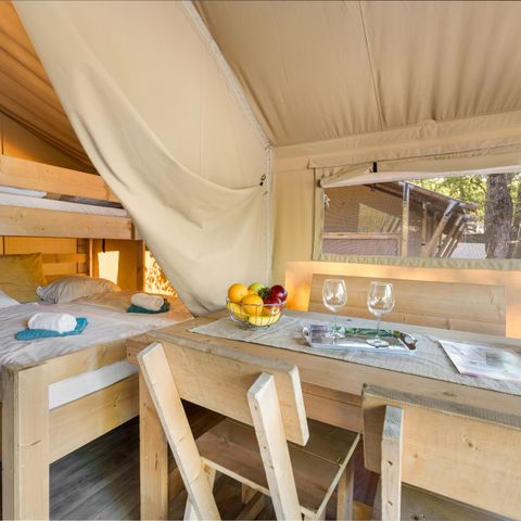 TIENDA DE LONA Y MADERA 4 personas - Bijela Uvala - Tienda Safari Acogedora