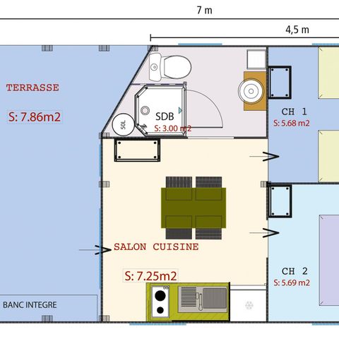Safarizelt 4 Personen - FreeFlower 22m² 2 Schlafräume - 1 Bad (2016) 4 Pers.