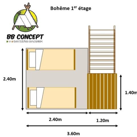 BUNGALOW 3 personas - Bungalow "Bohème" 14m² (2025) 2/3 pers
