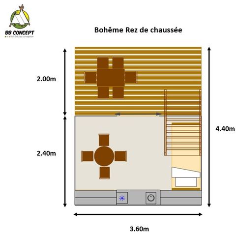 BUNGALOW 3 persone - "Bohème" 14m² (2025)