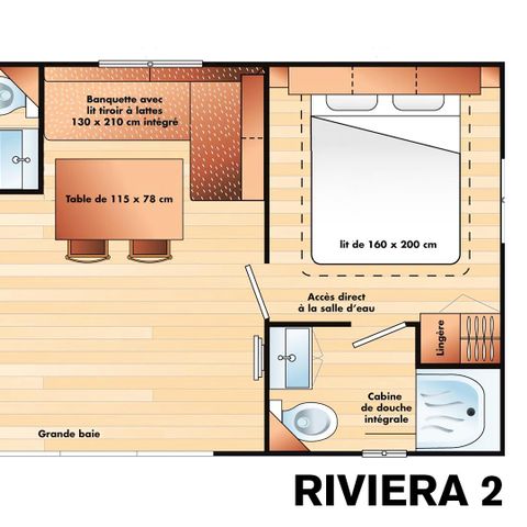 Mobile home 6 persons - 3 Rooms 6 People Air-conditioned + TV (4 adults + 2 children -12 years max)