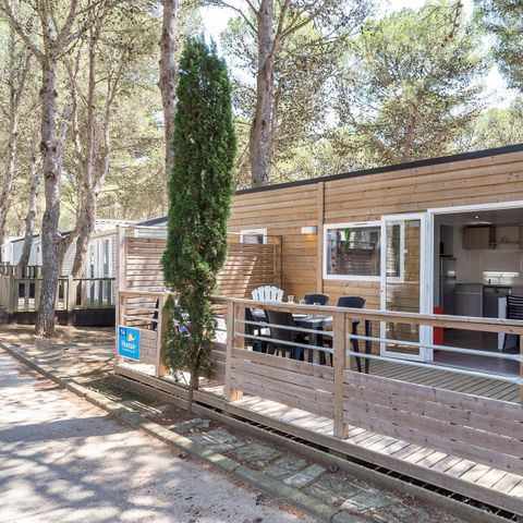 MOBILHOME 6 personas - Casa móvil | Premium | 3 dormitorios | 6 personas | Terraza elevada sin cubrir | 1 cuarto de baño | Aire acondicionado