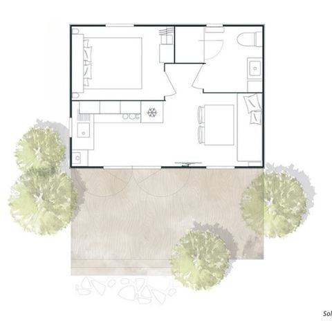 MOBILHOME 3 personas - SOLO 1 habitación 20m².