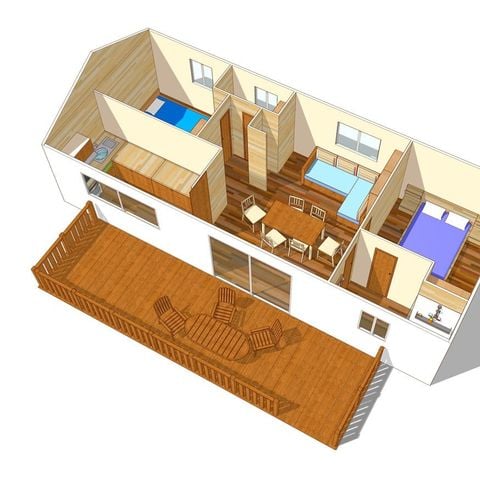 BUNGALOW 6 personnes - Comfort XL | 2 Ch. | 4/6 Pers. | Terrasse surélevée | Clim.