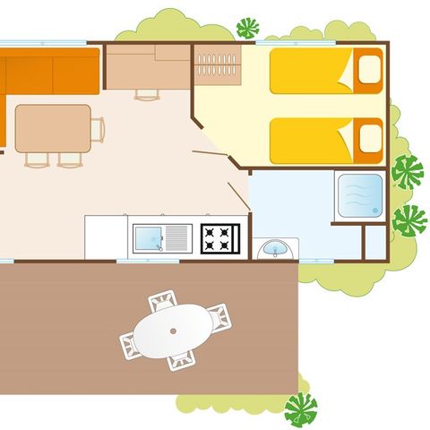 MOBILE HOME 6 people - Mobile-home | Comfort XL | 2 Bedrooms | 4/6 Pers. | Raised terrace | Air conditioning