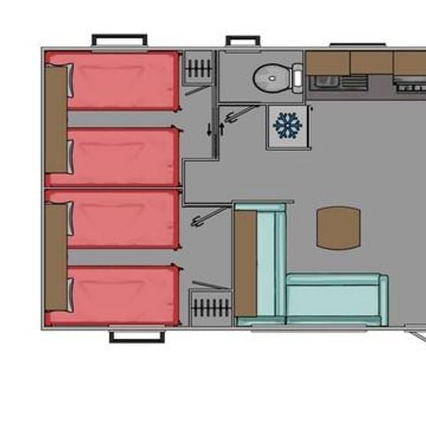 Mobile home 7 persons - Mobile home Trigano GRAND CONFORT 3 bedrooms 6 pers + 1 baby, TV