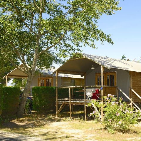 Tenda in tela e legno 4 persone - Cabane Lodge Bois sur pilotis Standard 38m² - 2 camere - Con terrazza coperta 8m²